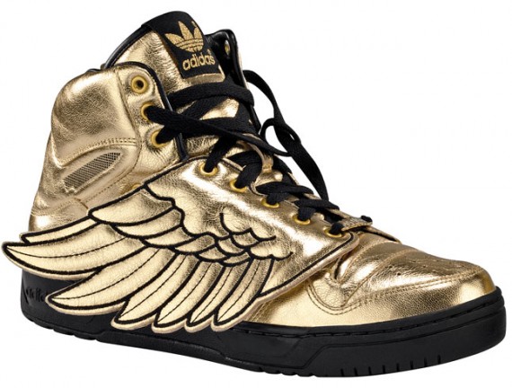 Adidas's new winged golden sneakers want you to submit to Eyeshot via postcards for the sheer uneasiness of it!